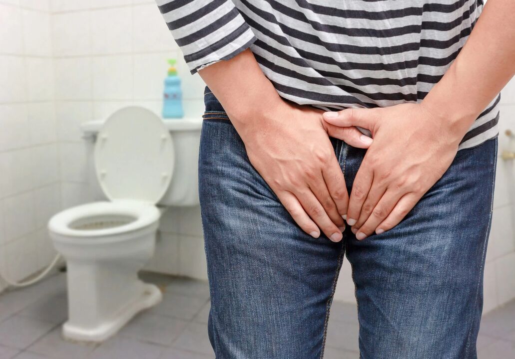 Cystitis in a man, accompanied by frequent need to urinate and pain